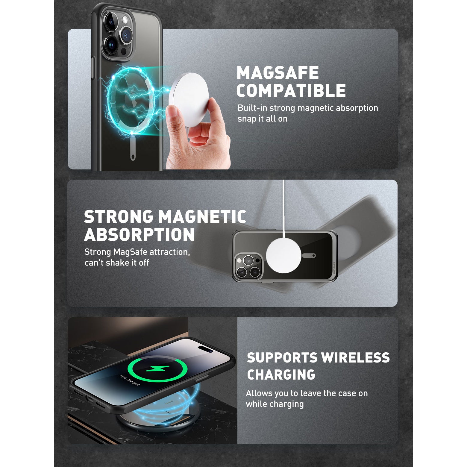 iPhone 15 Pro Max 6.7 Inch Unicorn Beetle MAG Slim Clear MagSafe Protective Case - Open Box Black - Perfect for Everyday Use, Travel & Wireless Charging