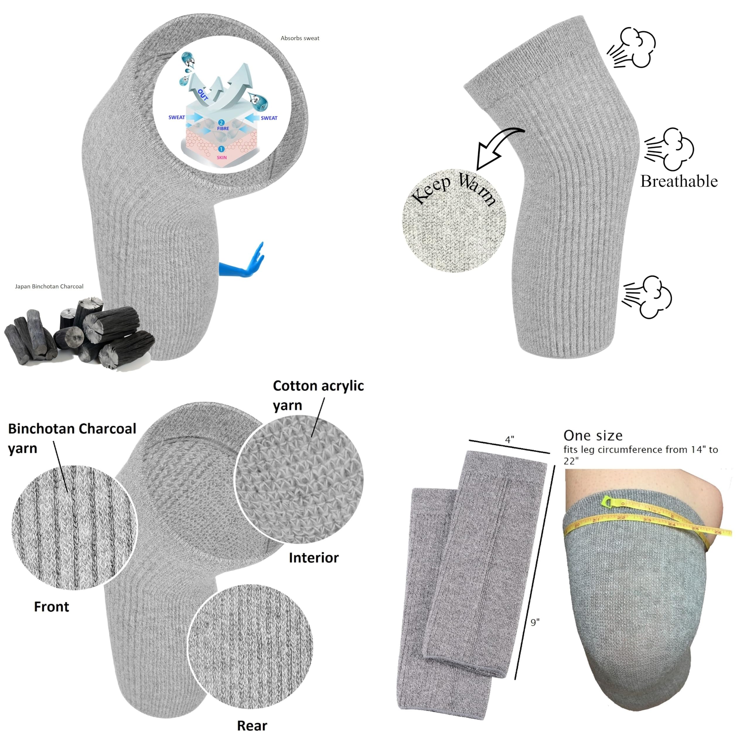 Elastic Cotton Knee Warmers for Men & Women - Breathable Knee Sleeves for Joint Pain Relief, Arthritis Support & Improved Circulation - Made in Japan - Perfect for Running, Yoga, Workouts & Cold Weather Protection