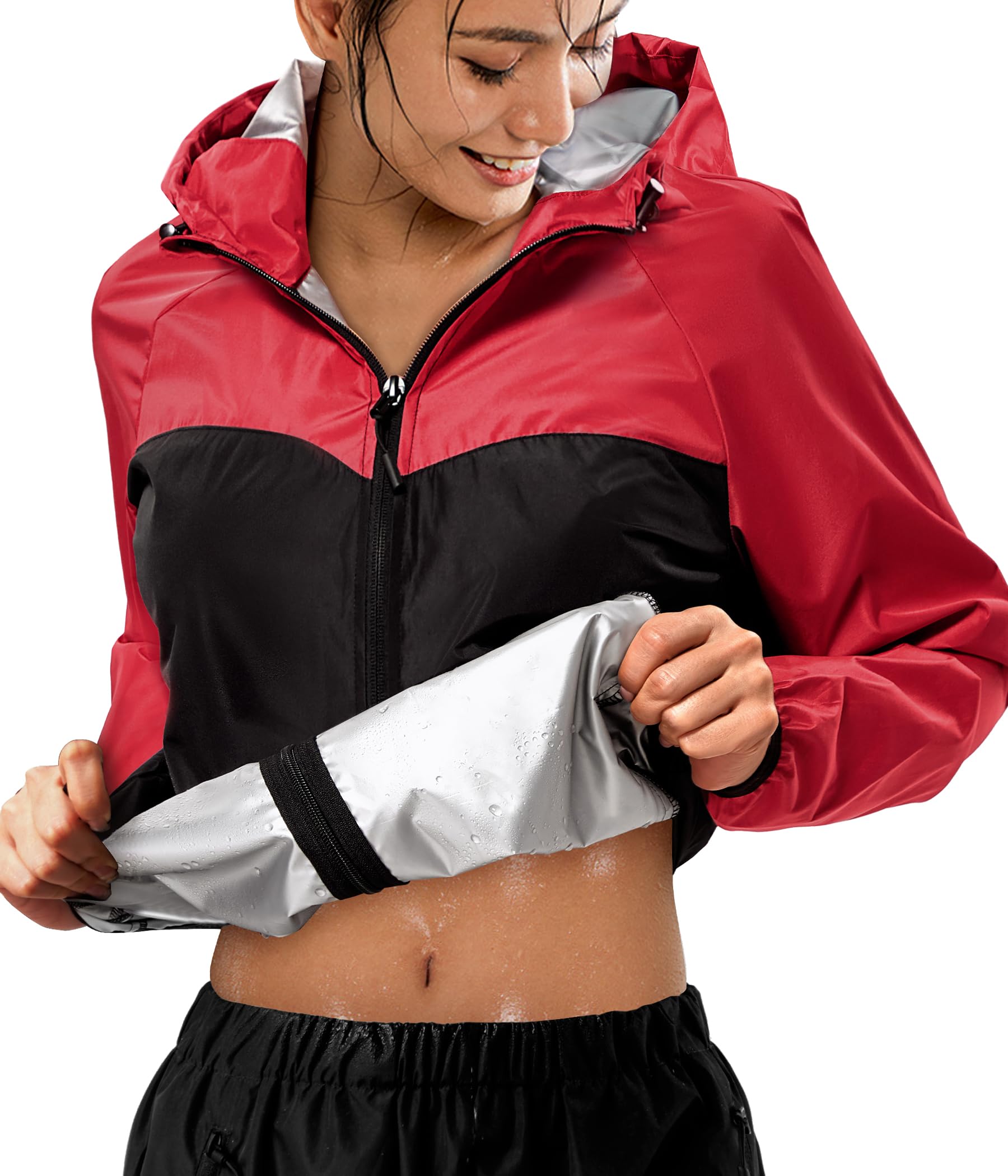Junlan Women's Sauna Suit - Sweat Jacket & Workout Vest for Weight Loss & Detox - Gym, Running, Yoga & Home Exercise - Sauna Suits for Women