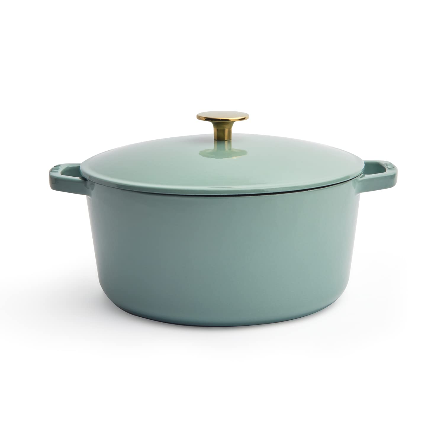 Premium 5.5-Quart Enameled Cast Iron Dutch Oven with Lid - Kana Milo Casserole Pot | Durable Enamel Coating Inside & Out | Oven & Dishwasher Safe | Eucalyptus Green with Gold Knob | Perfect for Braising, Stewing & Baking Bread