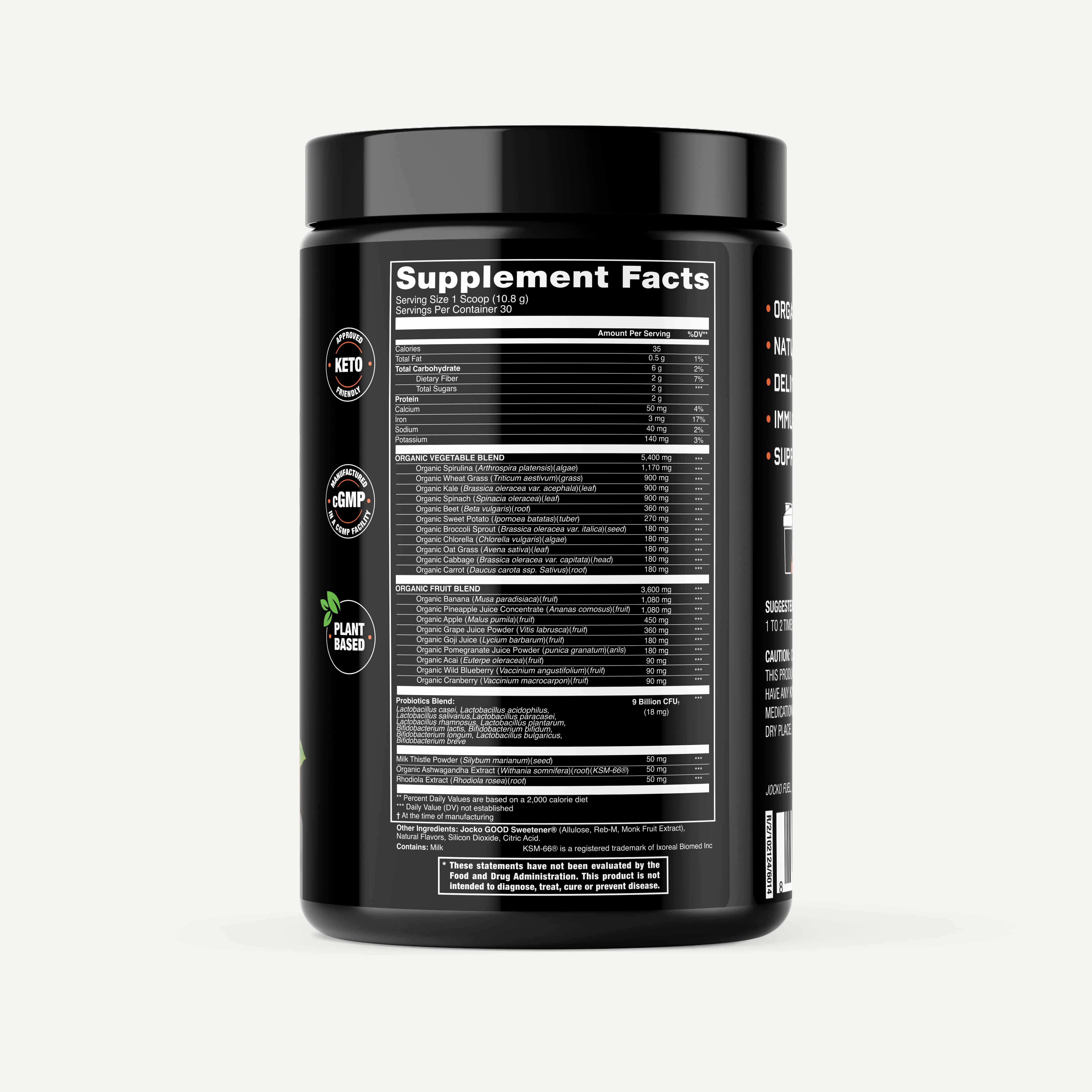 Jocko Greens Superfood Powder - Organic Greens Supplement for Energy & Immunity - Perfect for Smoothies, Shakes & Daily Nutrition Boost