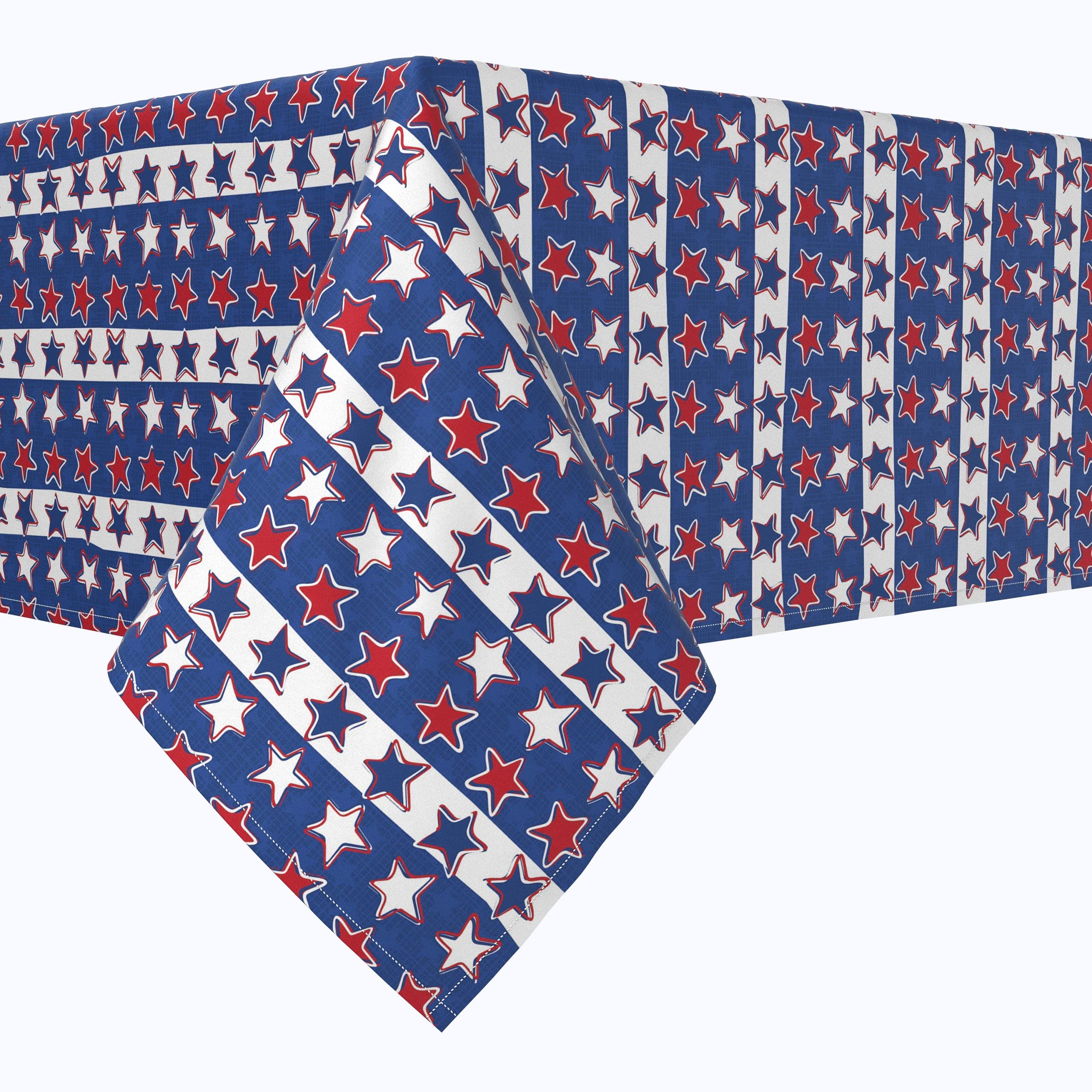 American Flag Patriotic Scrapbook Stars Tablecloth - 90