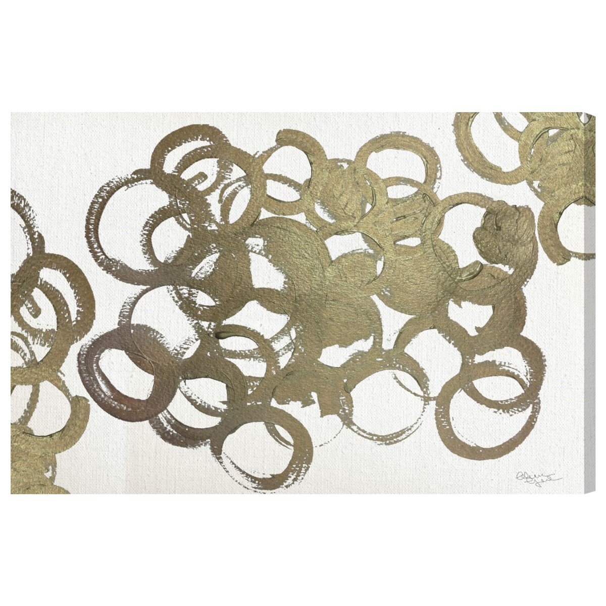 Abstract Wall Art Canvas Print 'De Gala' - 36x24 Inch Gold & White Modern Home Decor | Perfect for Living Room, Bedroom & Office Decoration