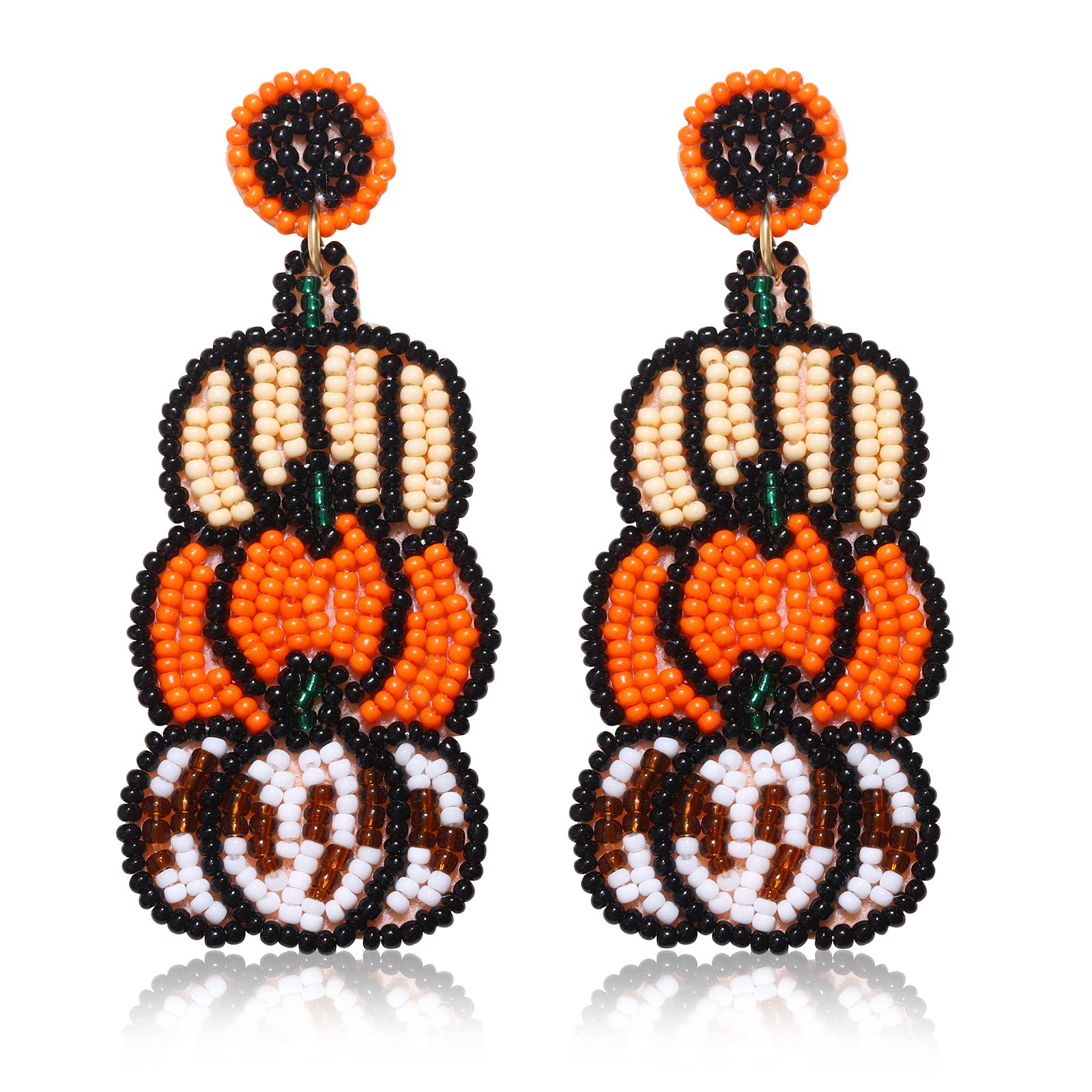Halloween Earrings for Women - Cute Pumpkin Beaded Dangle Earrings | Halloween Party Jewelry Gifts for Girls & Kids | Perfect for Costume Parties, Trick or Treat & Holiday Festivities