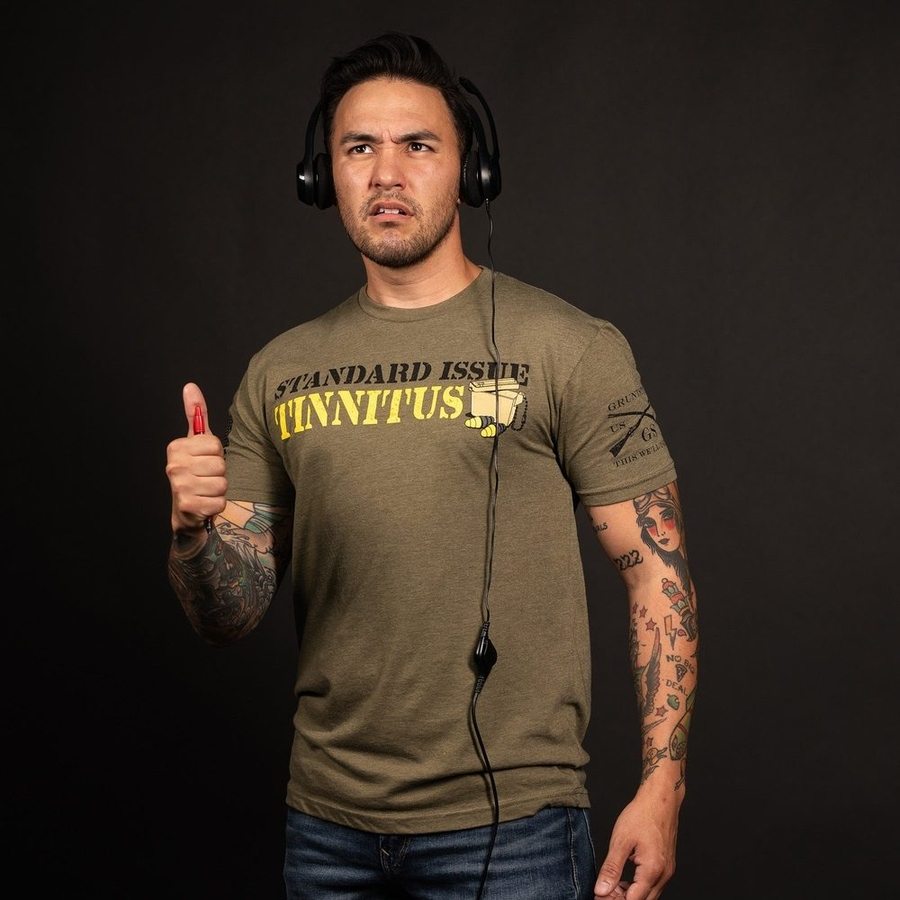Tinnitus Awareness T-Shirt - Military Green Color | Comfortable Cotton Tee for Support & Awareness Campaigns