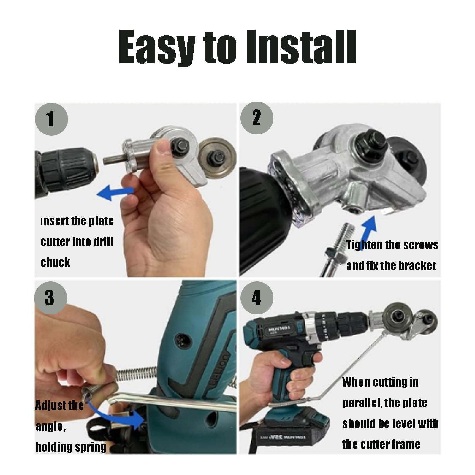 Electric Drill Metal Sheet Cutter Attachment - Heavy Duty Nibbler Shears Tool for Cutting Iron, Aluminum & Steel - Perfect for DIY Projects, Metalworking & Home Renovations