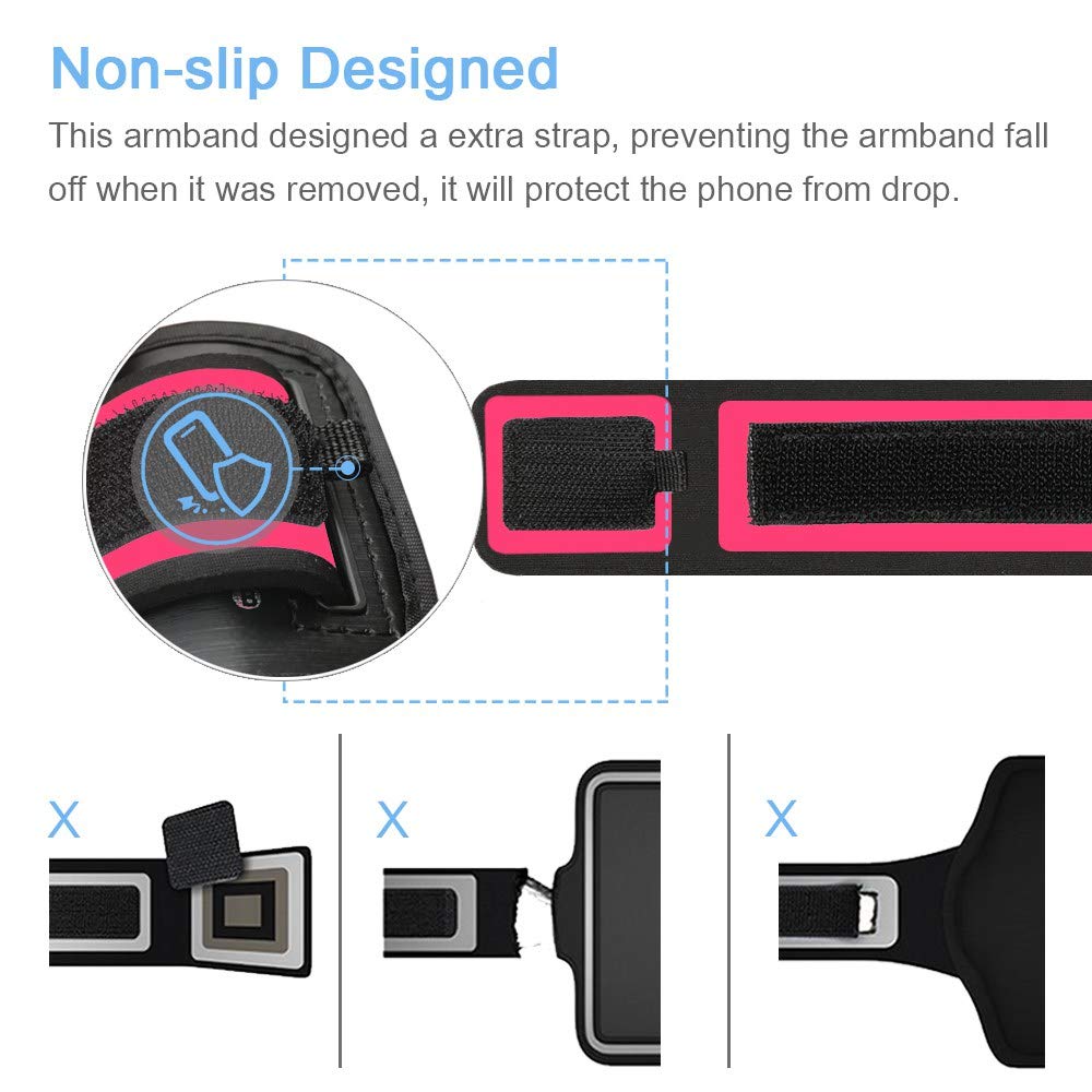 JEMACHE iPhone 16/15 Pro Max & Plus Armband with Earphone Holder - Adjustable Running Workout Arm Band for iPhone 16 15 14 13 12 11 Pro Max/Plus (Rosy Pink) - Perfect for Gym, Jogging & Outdoor Activities