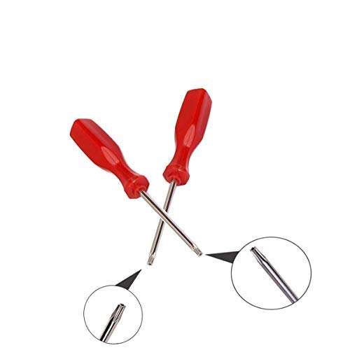 2-Piece T8/T10 Red Plastic Handle Security Screwdriver Set - Tamper Proof Screwdrivers for Xbox 360, PS3, PS4 - Perfect for Game Console Repairs & Electronics Maintenance