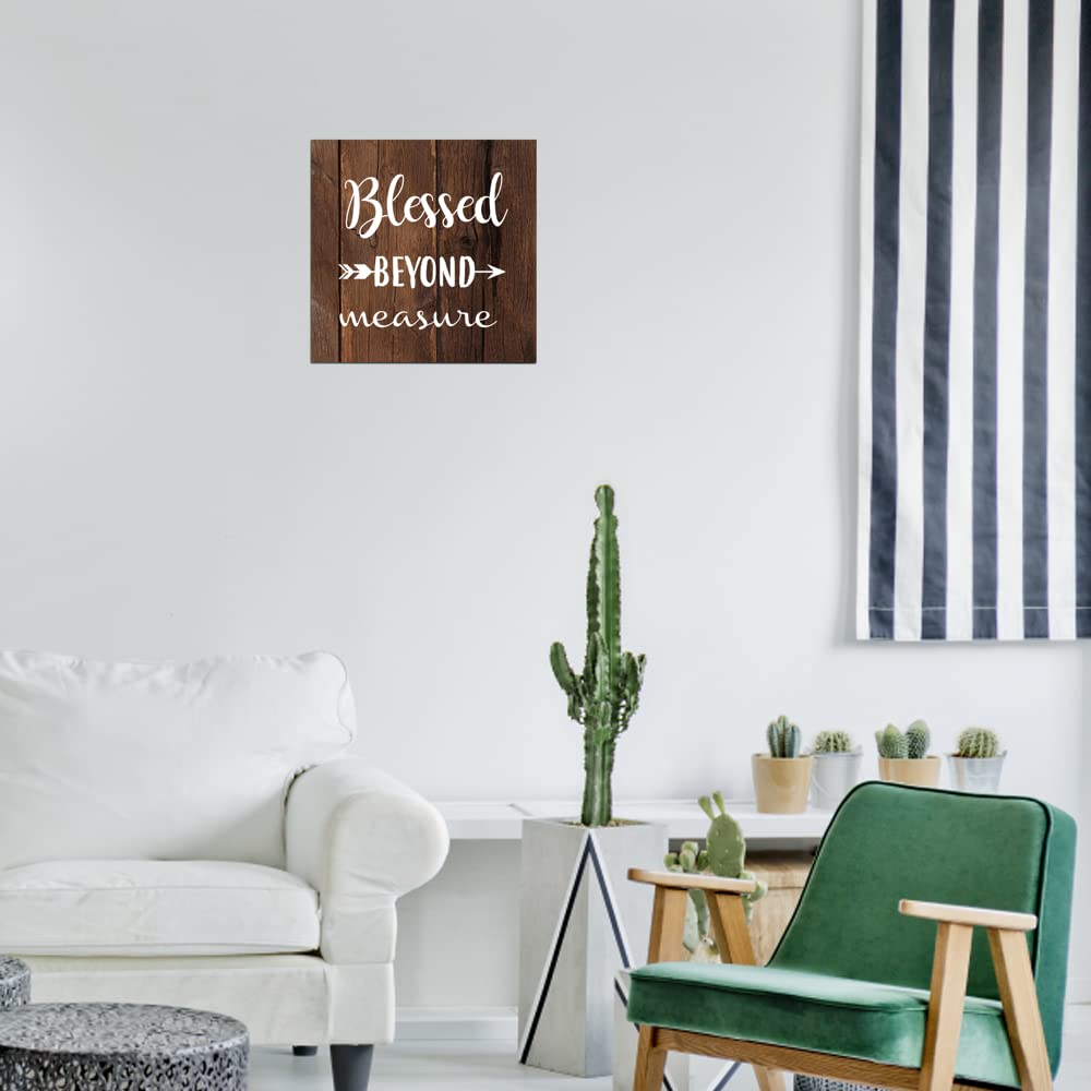 Blessed Wall Art Decor - 11.8x11.8 Wooden Hanging Sign for Home & Office