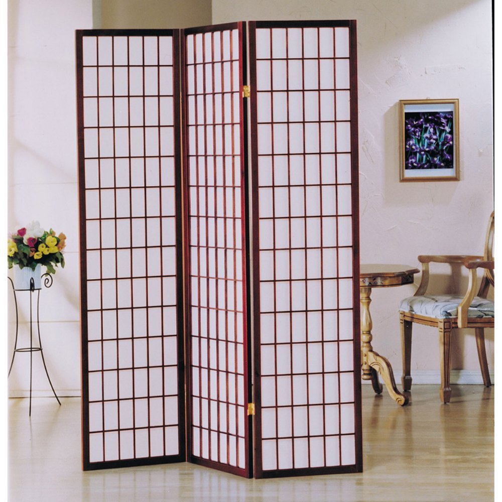 Acme Furniture Naomi 3-Panel Wooden Room Divider Screen in Cherry Finish | Privacy Partition for Bedroom, Living Room & Office Decor