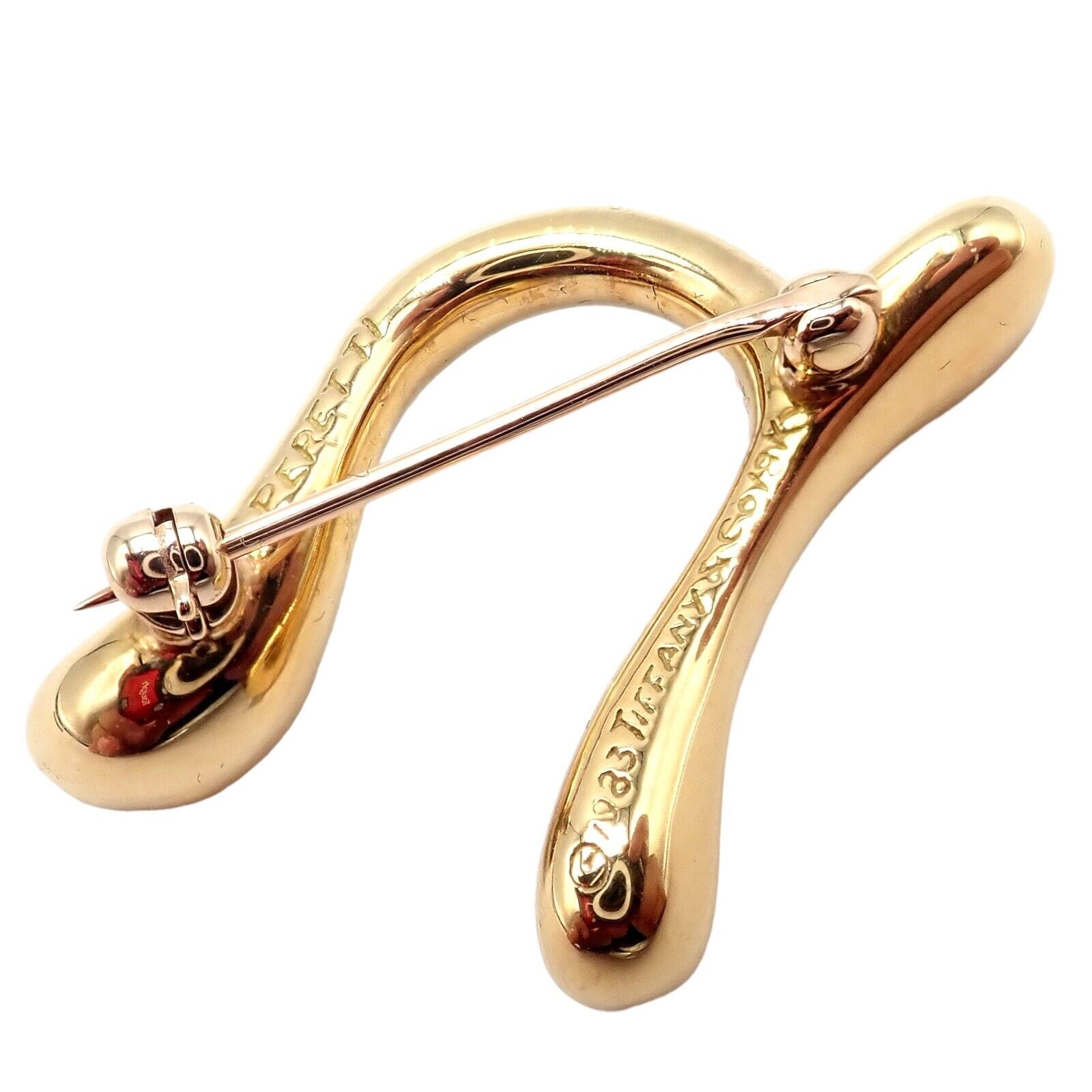 Authentic Tiffany & Co Peretti 18k Yellow Gold Initial N Pin Brooch 1983 - Vintage Luxury Jewelry for Women, Perfect for Weddings, Anniversaries & Special Occasions