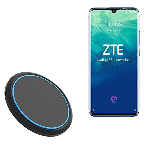 Wireless Charger for ZTE Axon 10 Pro - 15W Fast Qi-Certified Charging Pad with QC3.0 Adapter, Circular Desktop Charger (Jet Black) - Perfect for Home, Office & Travel Use