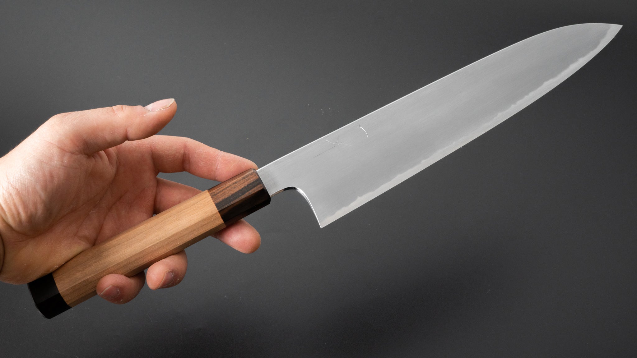 Hitohira Gorobei Rikichi Blue #2 Kasumi Gyuto 240mm Japanese Chef Knife - Premium Cherry Wood Handle for Professional Cooking & Sushi Preparation