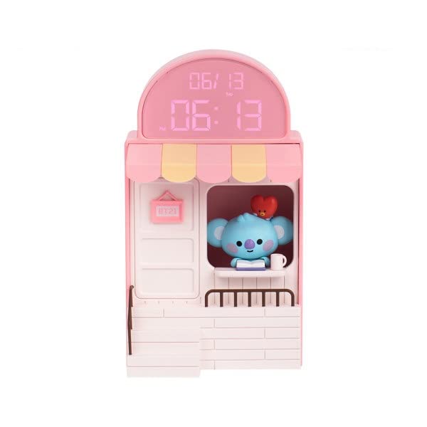 BT21 KOYA LED Desk Clock with Cafe Theme - Cute Alarm Clock & Home Decor for Office, Bedroom, and Gift Giving