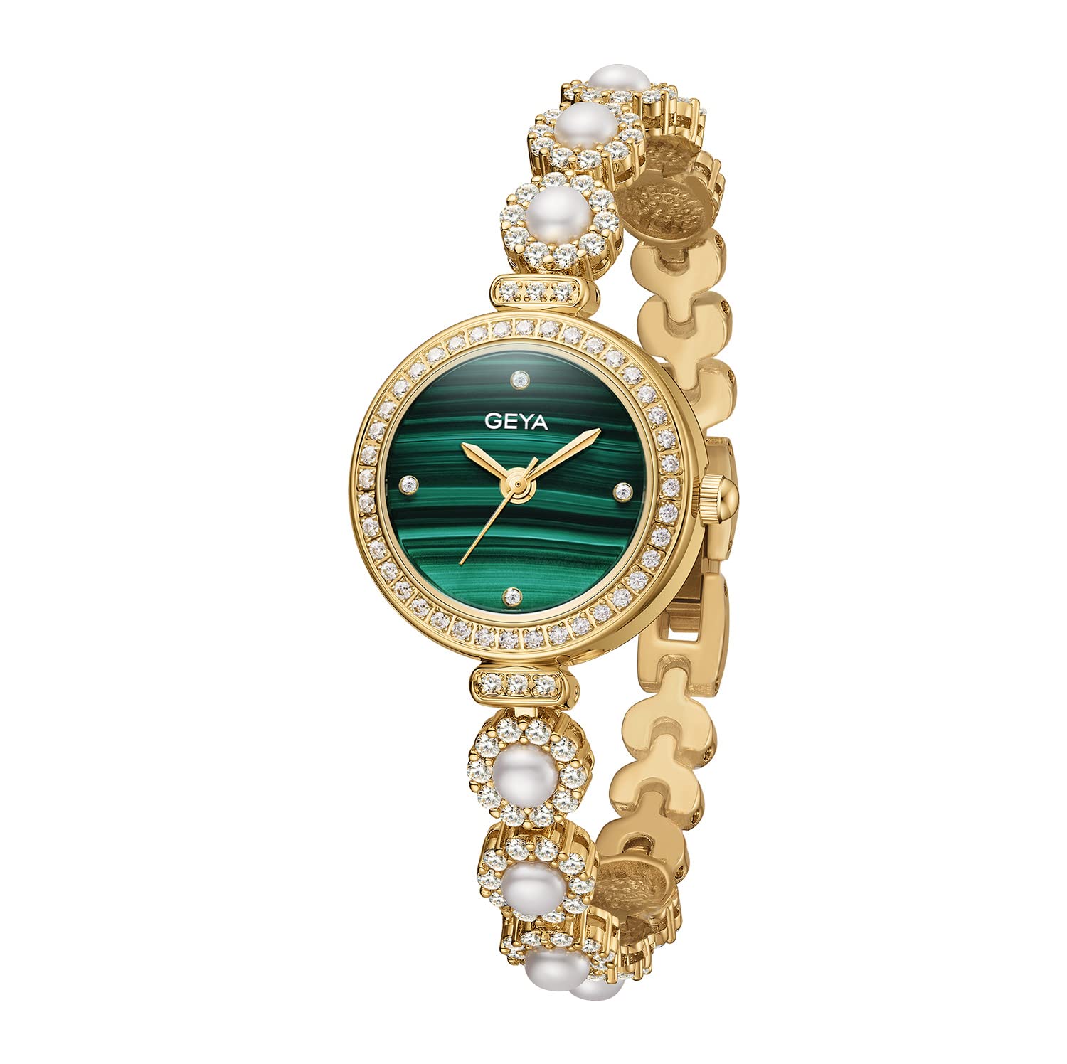 Elegant Women's Diamond Pearl Watch - Waterproof Dress Wristwatch for Party & Office