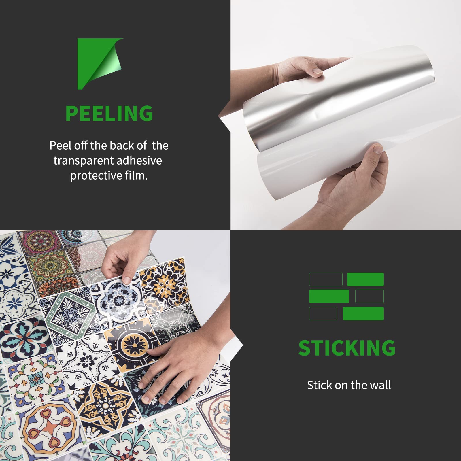 Self-Adhesive Moroccan Peel and Stick Backsplash Tiles - Waterproof Kitchen Wall Stickers (10 Sheets) - Easy DIY Home Decor for Backsplash, Bathroom & Rental Apartment Renovation