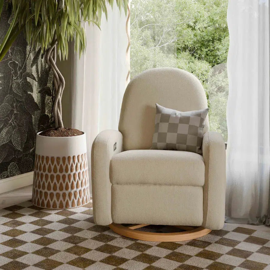 Babyletto Nami Electronic Glider Recliner Chair - Cream Eco Weave Performance Fabric for Nursery, Baby Room & Breastfeeding Comfort - Power Motion with USB Charging Port