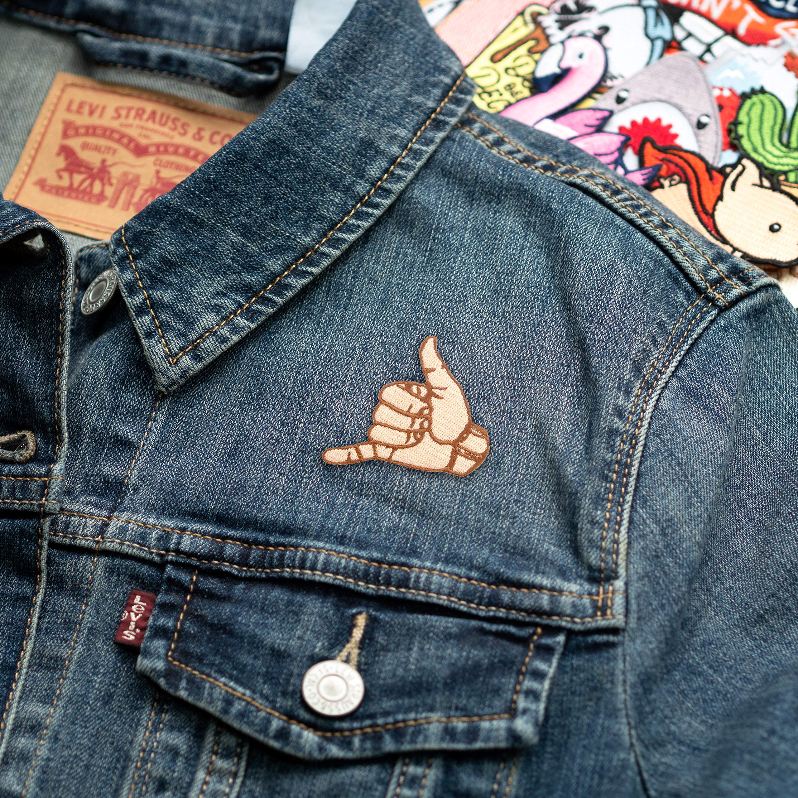 Shaka Hand Embroidered Iron-On Patch for Jackets, Bags & Hats - Winks For Days Hawaiian Style DIY Sewing Applique for Surfers & Beach Lovers