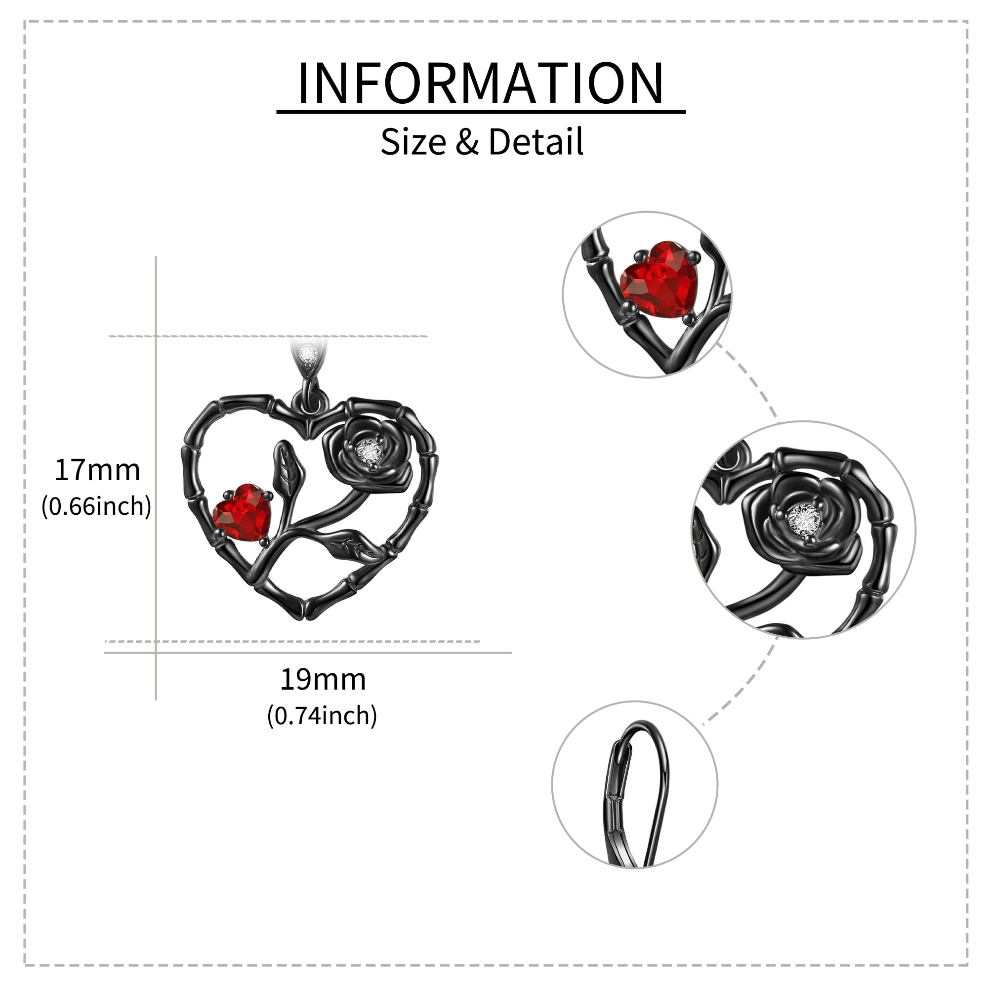 Black Rose Earrings Sterling Silver - Infinity Dangle Rose Jewelry for Women | Elegant Gift for Valentine's Day, Anniversary & Special Occasions