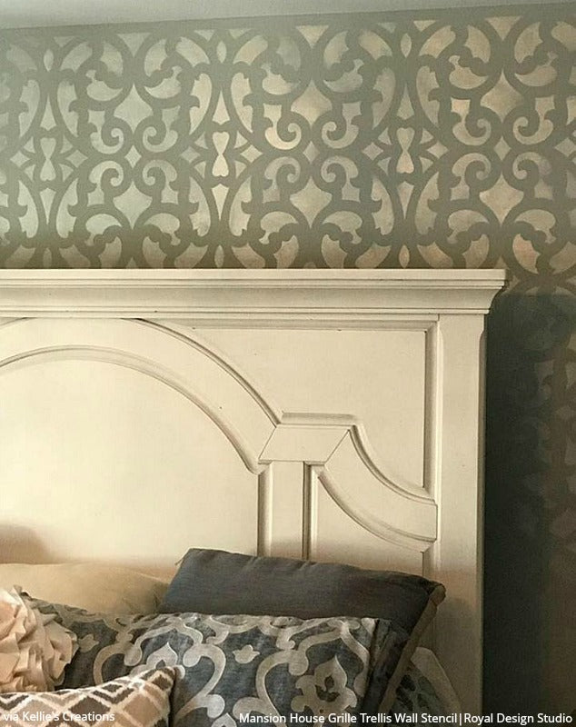 Mansion House Grille Trellis Wall Stencil - DIY Home Decor Stencil for Wall Painting, Furniture & Crafts - Perfect for Bedroom, Living Room & Garden Projects