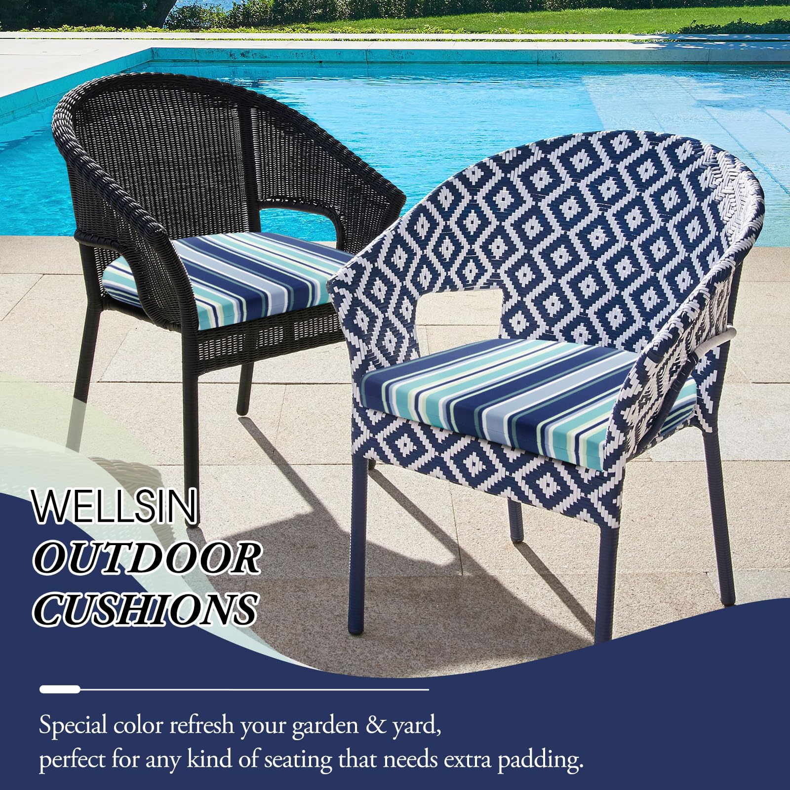 Premium Water-Resistant Outdoor Chair Cushions Set of 6 - 17
