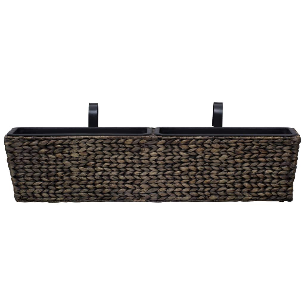 2-Pack Brown Water Hyacinth Garden Planters - Natural Wicker Baskets for Indoor/Outdoor Plants, Flowers & Home Decor
