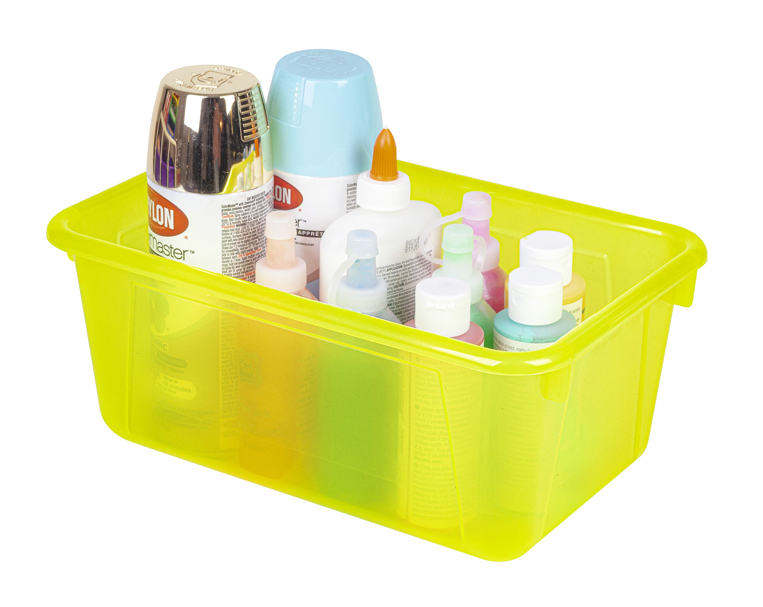 Storex Small Plastic Storage Bins 12.2 x 7.8 x 5.1 Inches - 5-Pack Colorful Cubby Organizer Bins in Candy Yellow (62476U05C) - Perfect for Classroom, Office, Kids Room & Home Organization