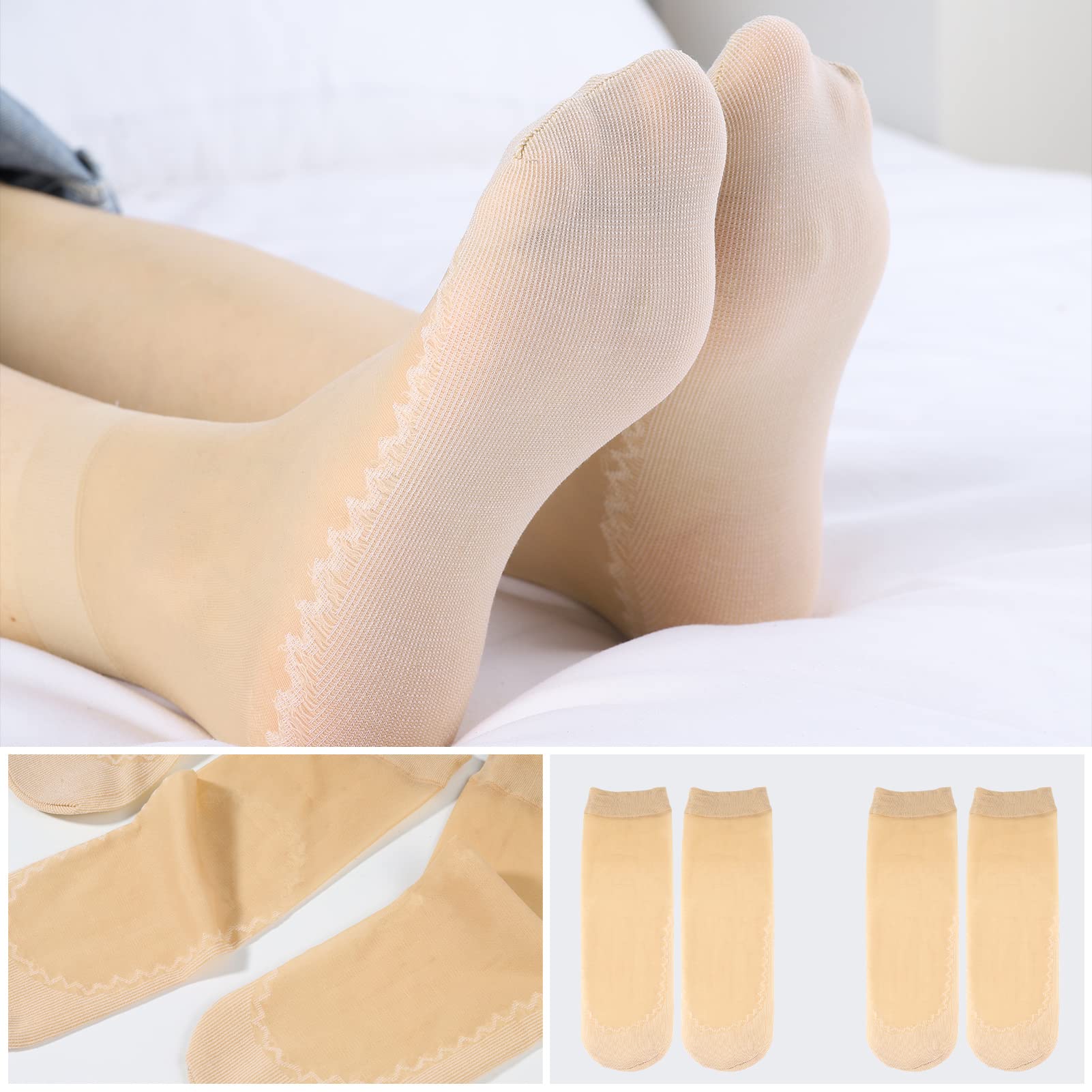 Firtink 20 Pairs Women's Nylon Ankle Socks - Anti-Slip Cotton Sole, Sheer Silky & Reinforced Toe Invisible Socks for Women & Girls | Perfect for Work, Casual Wear & Sneakers