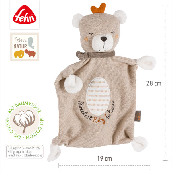 FehnNATUR Sweetest Baby Sensory Bear Comforter - Soft Plush Security Blanket for Newborns & Toddlers | Perfect for Soothing, Cuddling & Sleep Time Comfort