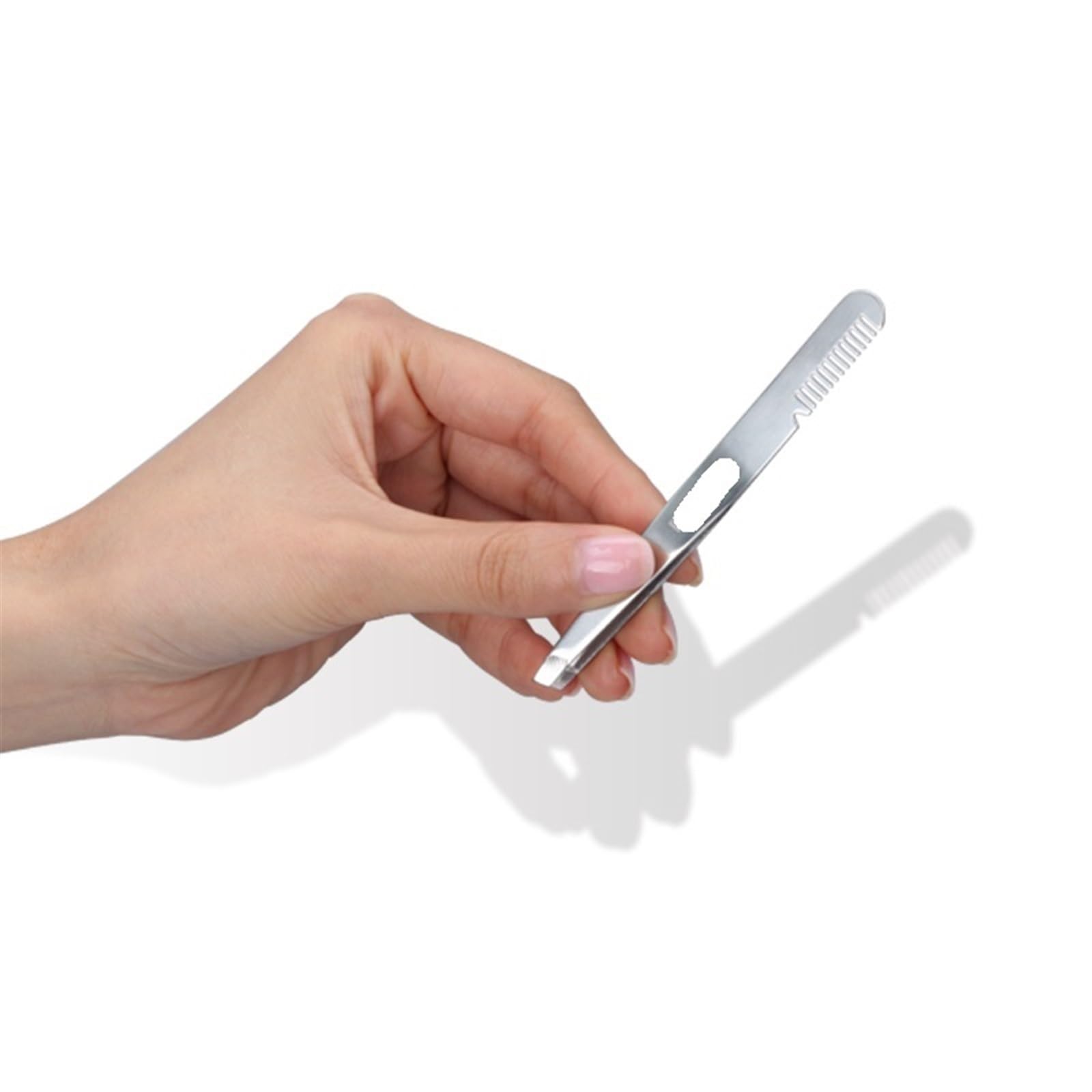 Professional Stainless Steel Hair Removal Tweezers - Eyebrow Tweezer with Brush for Precise Shaping, Eyelash Extensions & Double Eyelid Creation | Perfect for Home Grooming, Salon Use & Makeup Artists (Silver)
