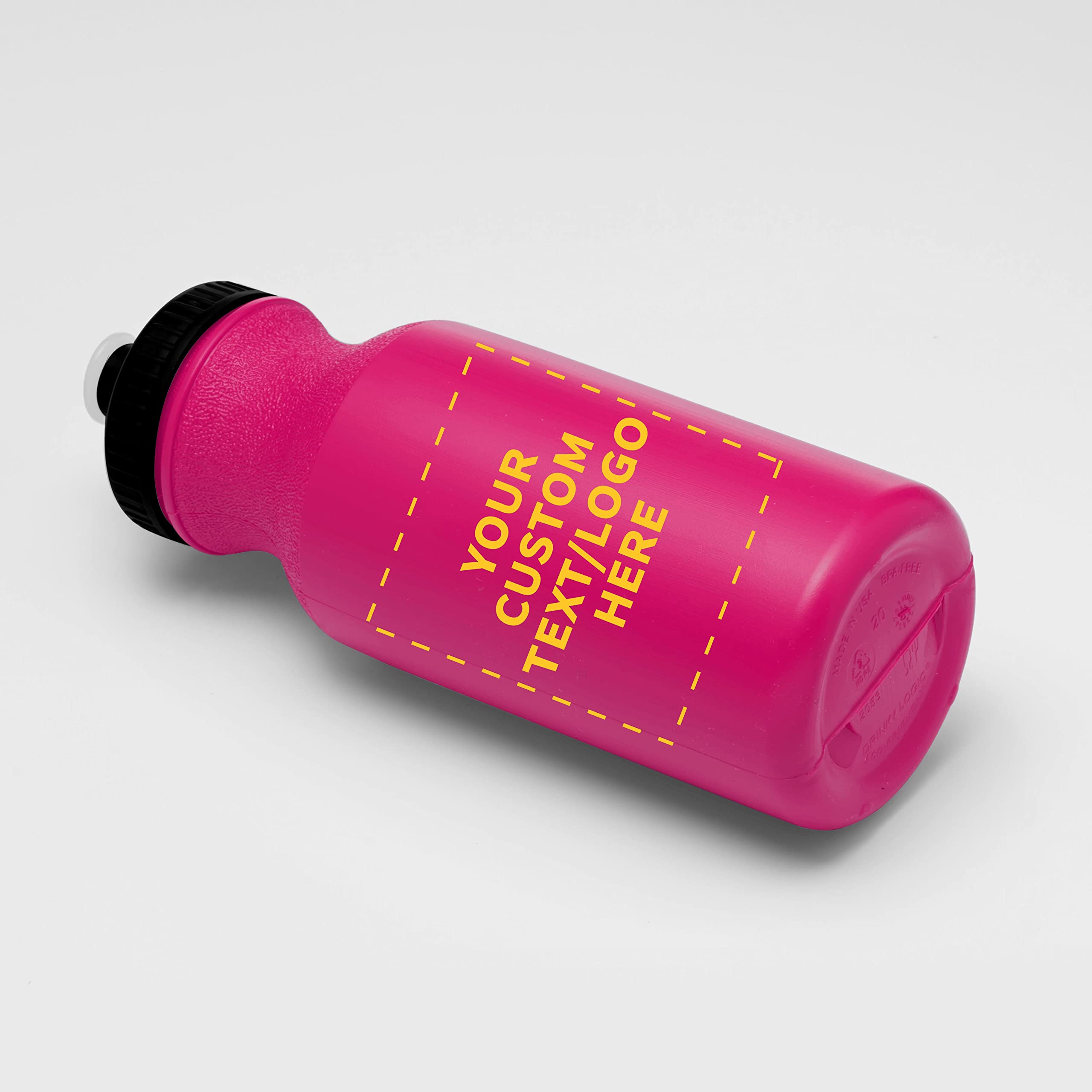 Custom 20 oz. Water Bottles with Push Cap - Bulk Pack of 100 Personalized Neon Pink Sports Bottles - Ideal for Gym, Hiking, Camping & Outdoor Activities - BPA Free Leakproof Design for Workouts, Travel & Sports Events
