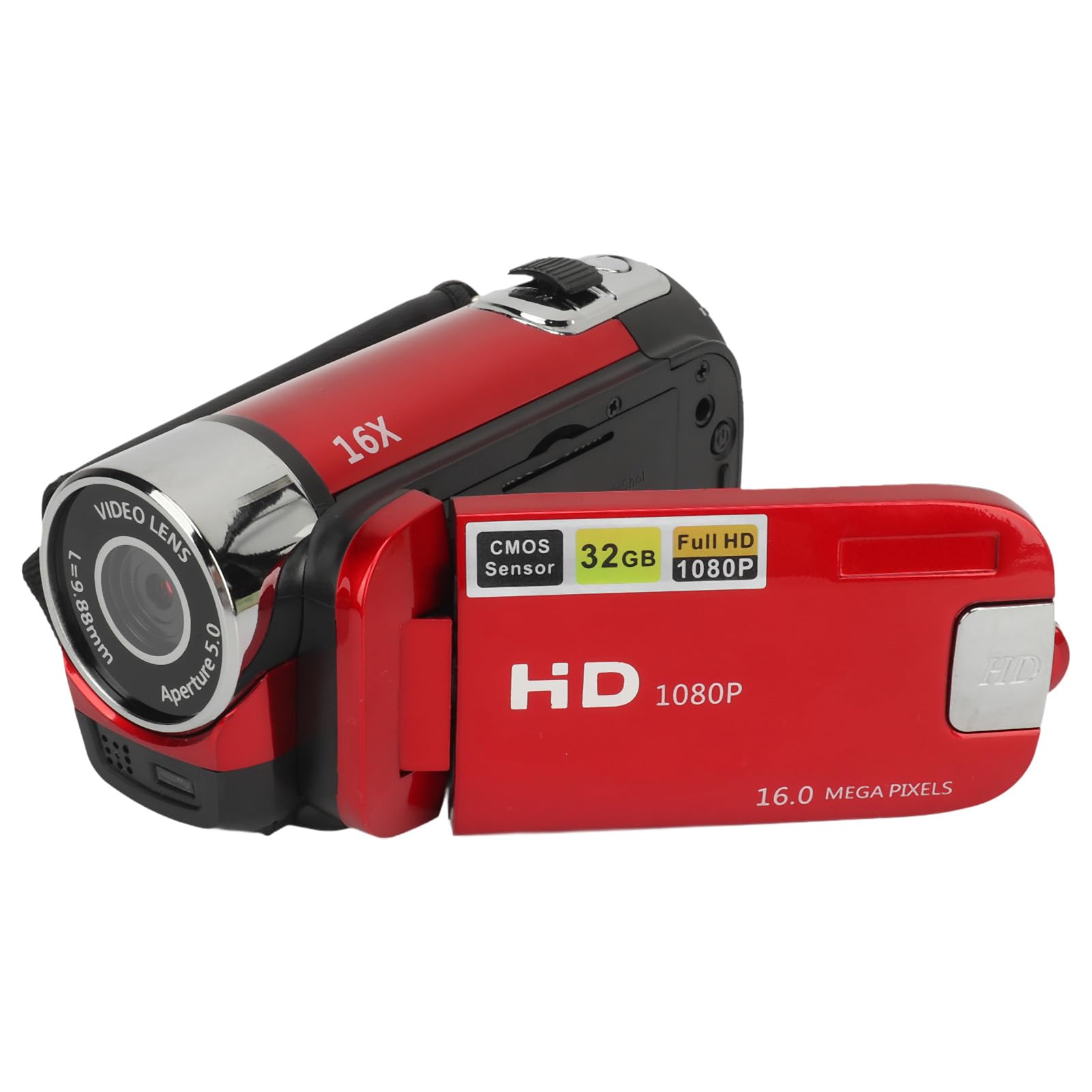 Plyisty Kids Video Camera - 1080P HD 16MP Digital Camcorder with 16X Zoom, Vlogging Camera for Toddlers, Boys & Girls (Red) - Perfect for Birthday Gifts, Travel Recording & First Photography Experience
