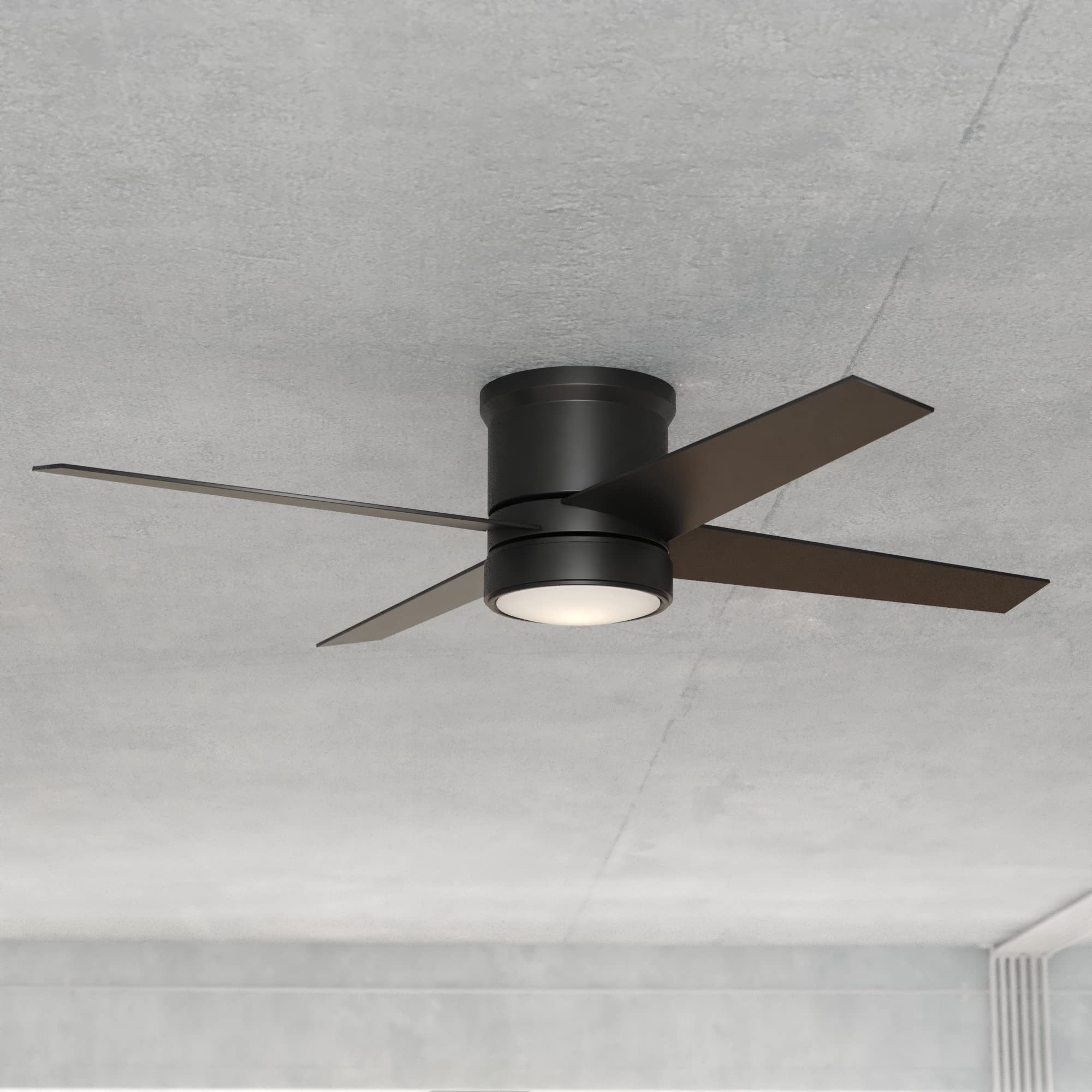VAXCEL Erie Black Flush Mount Ceiling Fan with LED Light Kit and Remote Control - Modern Low Profile Indoor Ceiling Fan for Bedroom, Living Room, Kitchen and Office