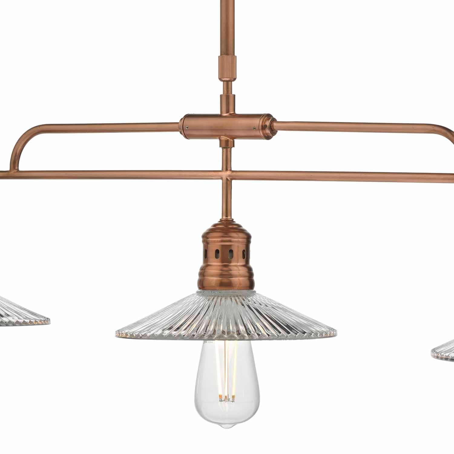 Adeline Brushed Copper & Glass Pendant Light - Modern Kitchen Island Lighting Fixture for Dining Room, Bar, and Farmhouse Decor