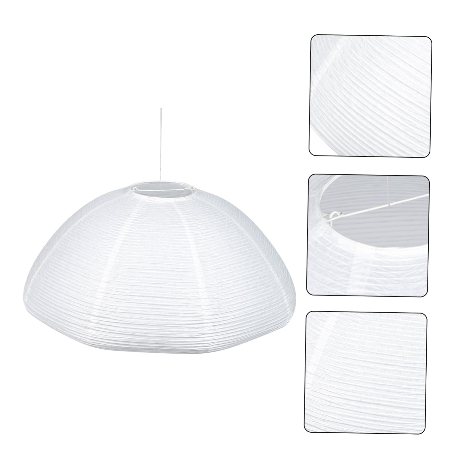 White Mushroom Shaped Paper Lamp Shade - Hanging Ceiling Light Cover, Rice Paper Chinese Japanese Style Lantern for Bedroom, Living Room, Restaurant Decor