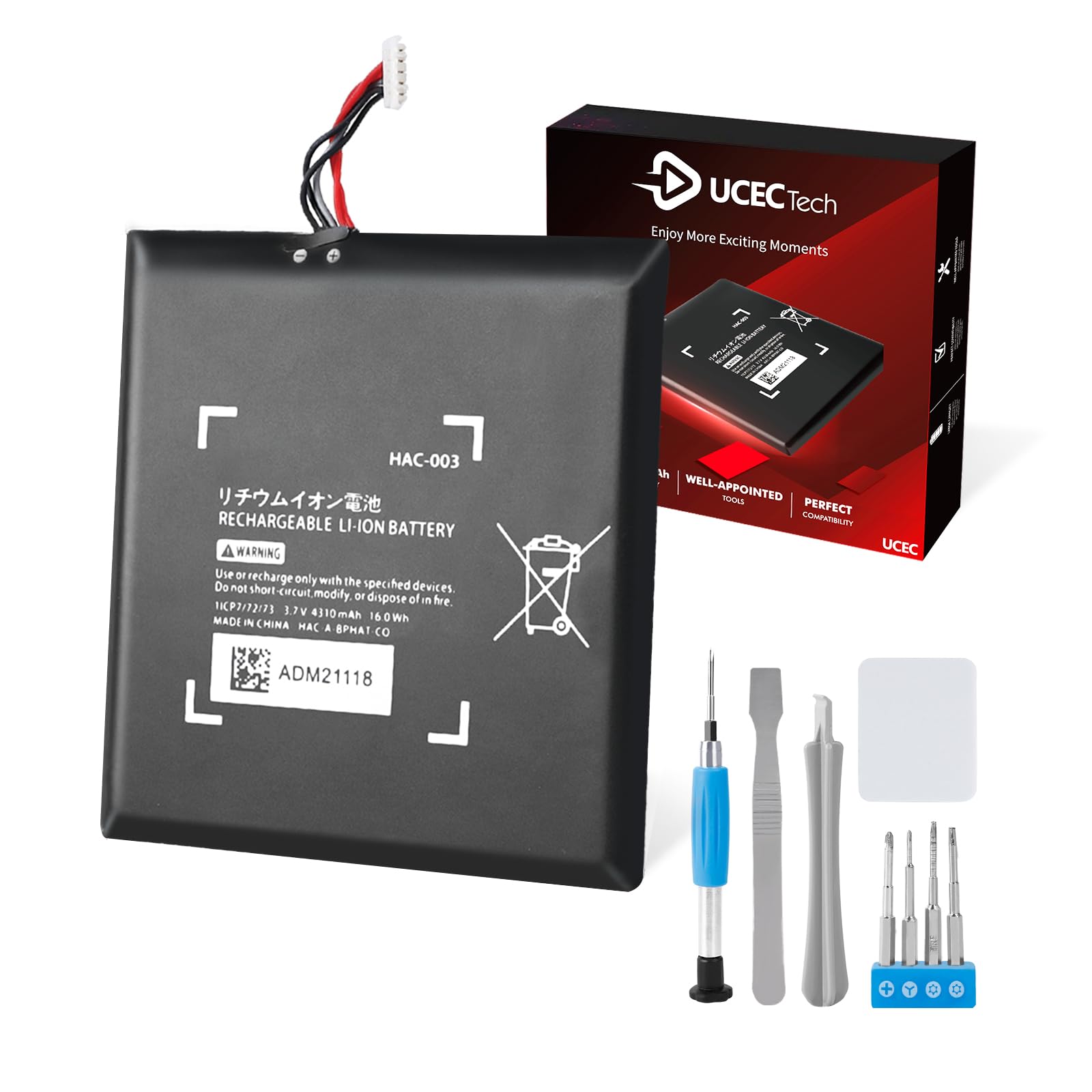 HAC-003 Replacement Battery for Nintendo Switch 2017 Console (HAC-001) - 4310mAh Extended Life Battery Pack with Repair Tools | Perfect for Gaming On-The-Go & Console Maintenance