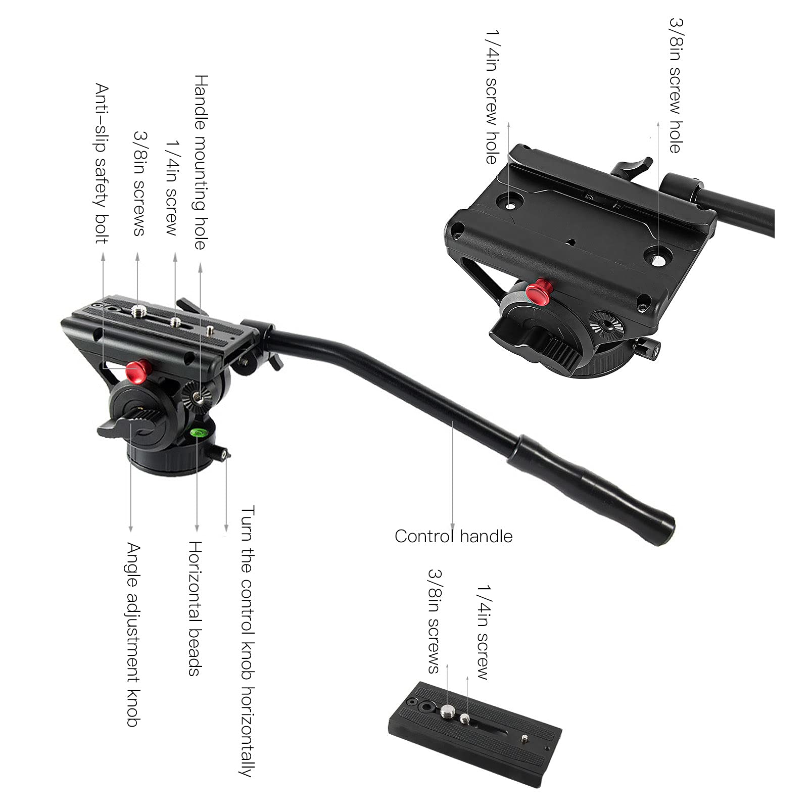 Professional Aluminum Alloy Fluid Drag Pan Head Tripod VH105 - Smooth 360° Camera Movement for DSLR/SLR Filmmaking & Photography - Perfect for Vlogging, Live Streaming, and Cinematic Shots