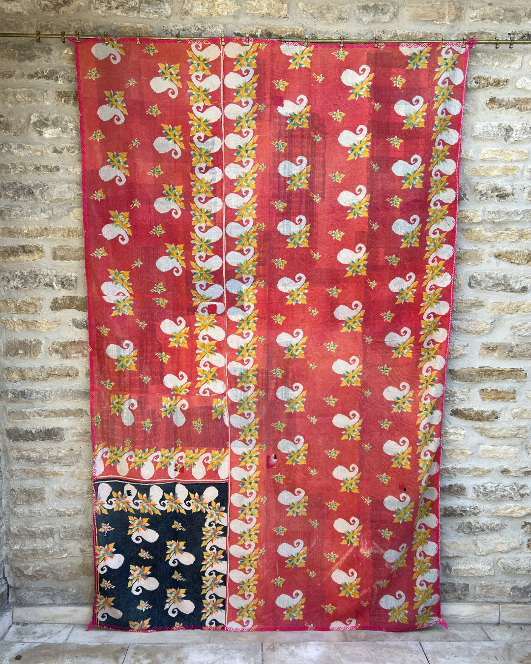 Midweight Kantha Quilt No. 794 - Handmade Cotton Throw Blanket for Bed, Sofa & Cozy Home Decor