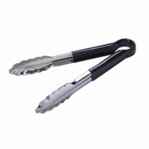Premium 9-Inch Black Coated Utility Tongs - Non-Slip Heat Resistant Kitchen Tongs for Cooking, Grilling, Serving & Salad Tossing - Essential Culinary Tool for BBQ, Restaurants & Home Kitchens