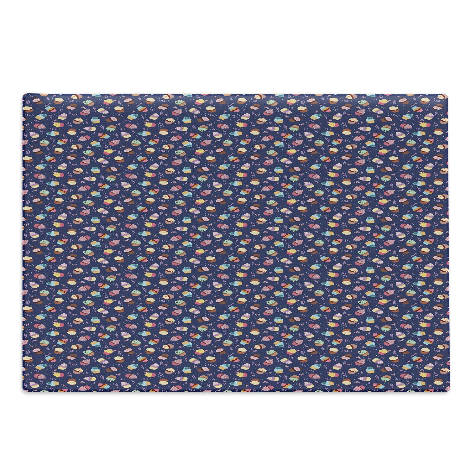 Ambesonne Colorful Cupcake Glass Cutting Board - Large Party Serving Tray for Desserts & Snacks