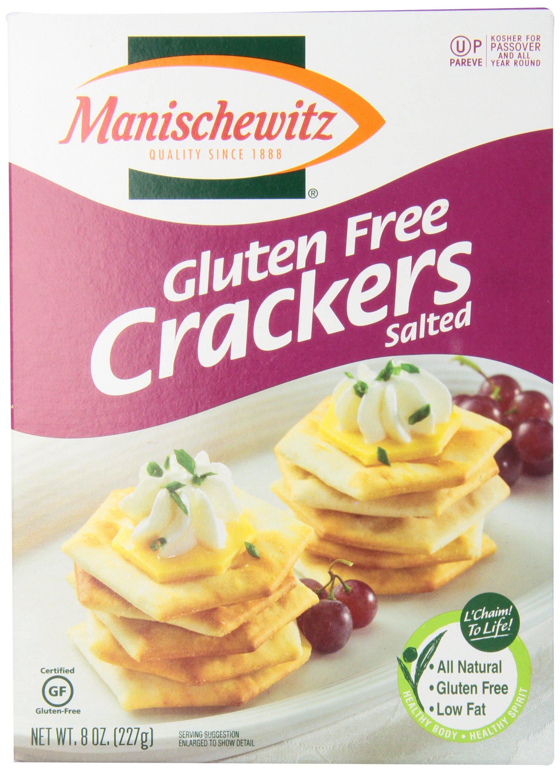 Manischewitz Gluten Free Passover Crackers - Kosher, Salted, 8oz (Pack of 1) | Perfect for Jewish Holidays, Snacking & Cheese Pairing
