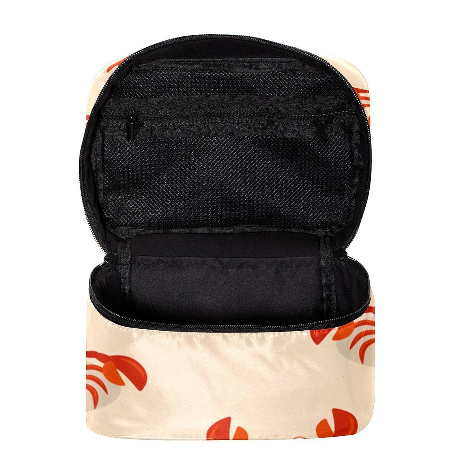 Cute Cartoon Red Crab Travel Makeup Bag - Large Cosmetic Organizer with Zipper for Women & Girls | Perfect for Vacation, Beach Trips & Daily Makeup Storage