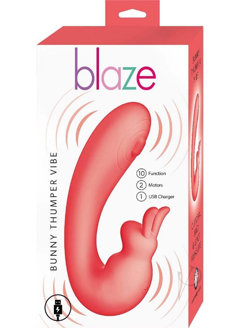 Blaze Bunny Thumper Rechargeable Silicone Vibrator - Coral Pink | Waterproof & Quiet Personal Massager for Women | Perfect for Couples Play & Solo Relaxation