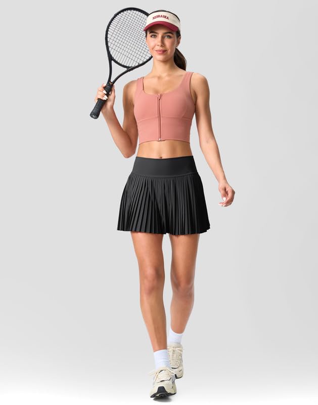 SANTINY Women's Pleated Tennis Skirt with Pockets - High Waisted Athletic Skort Shorts for Golf, Running & Workouts | Lightweight & Comfortable for Sports & Casual Wear