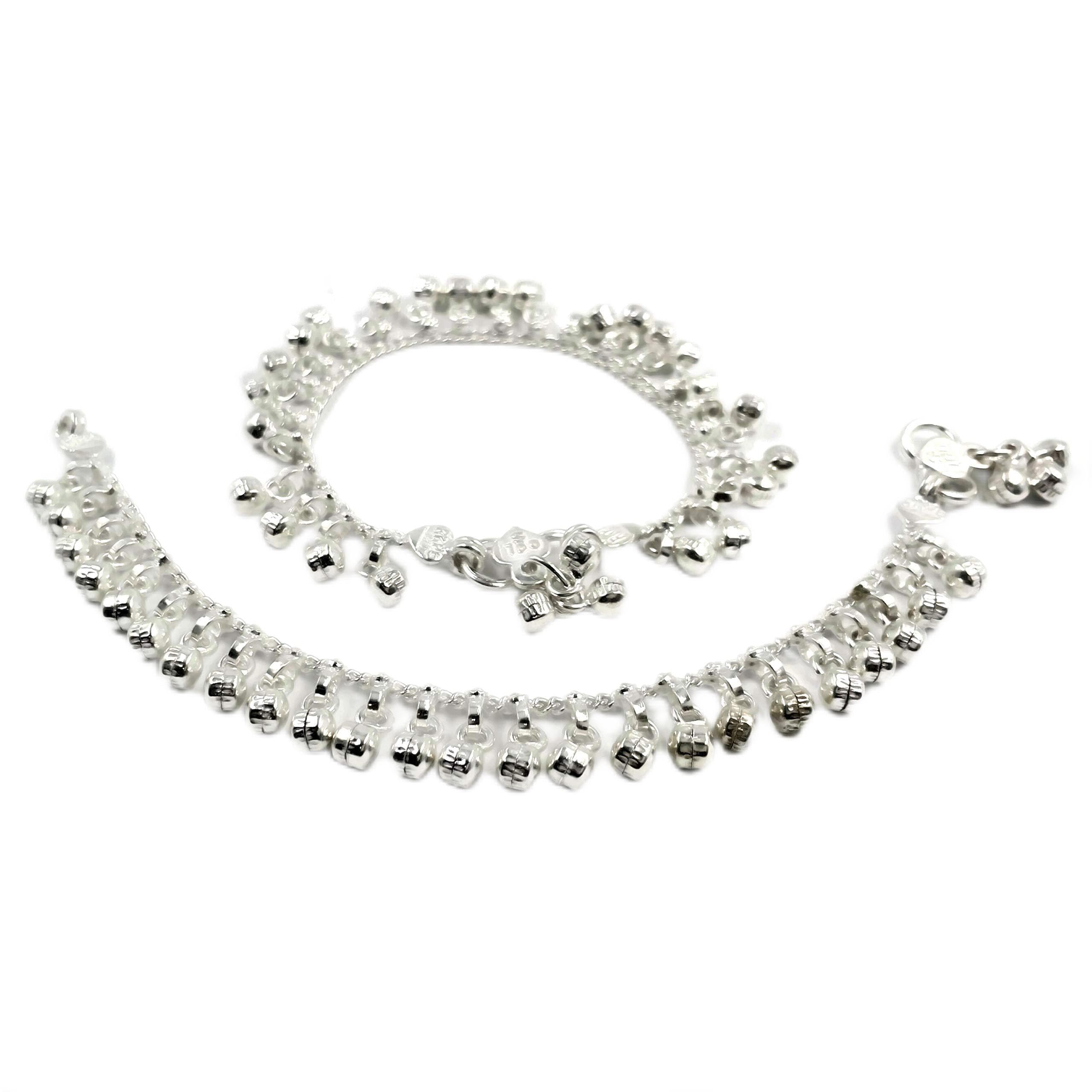 700 Silver Traditional Bell Anklet for Women - Handcrafted Adjustable Ankle Bracelet with Charming Bells | Perfect for Boho Fashion, Yoga, Meditation & Festival Accessories