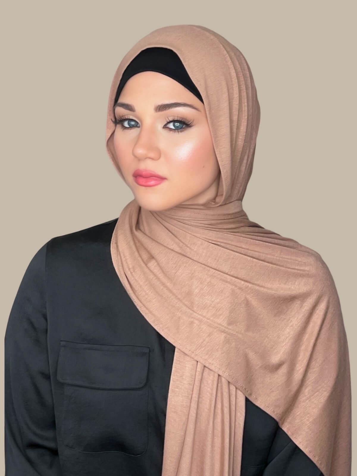 Classic Jersey Hijab Coffee - Soft & Comfortable Muslim Headscarf for Women - Perfect for Daily Wear, Prayer, and Modest Fashion