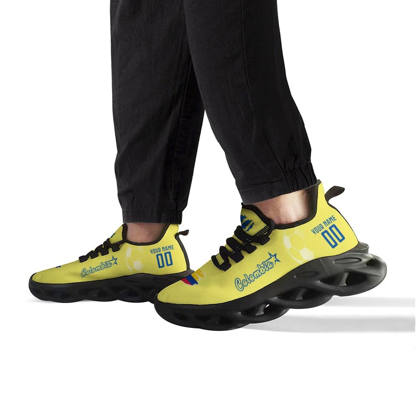 Custom Soccer National Flex Sneakers - Personalized Name & Number Athletic Gym Shoes - Breathable Slip-On for Men & Women - Perfect for Fans, Training & Gifts