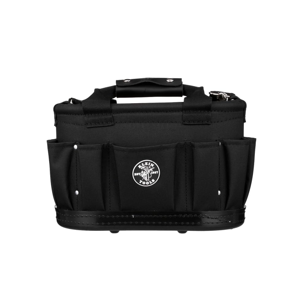 Klein Tools 58888 12-Pocket Heavy Duty Tool Tote Bag with Adjustable Shoulder Strap - Perfect for Electricians, Contractors & DIY Home Improvement Projects