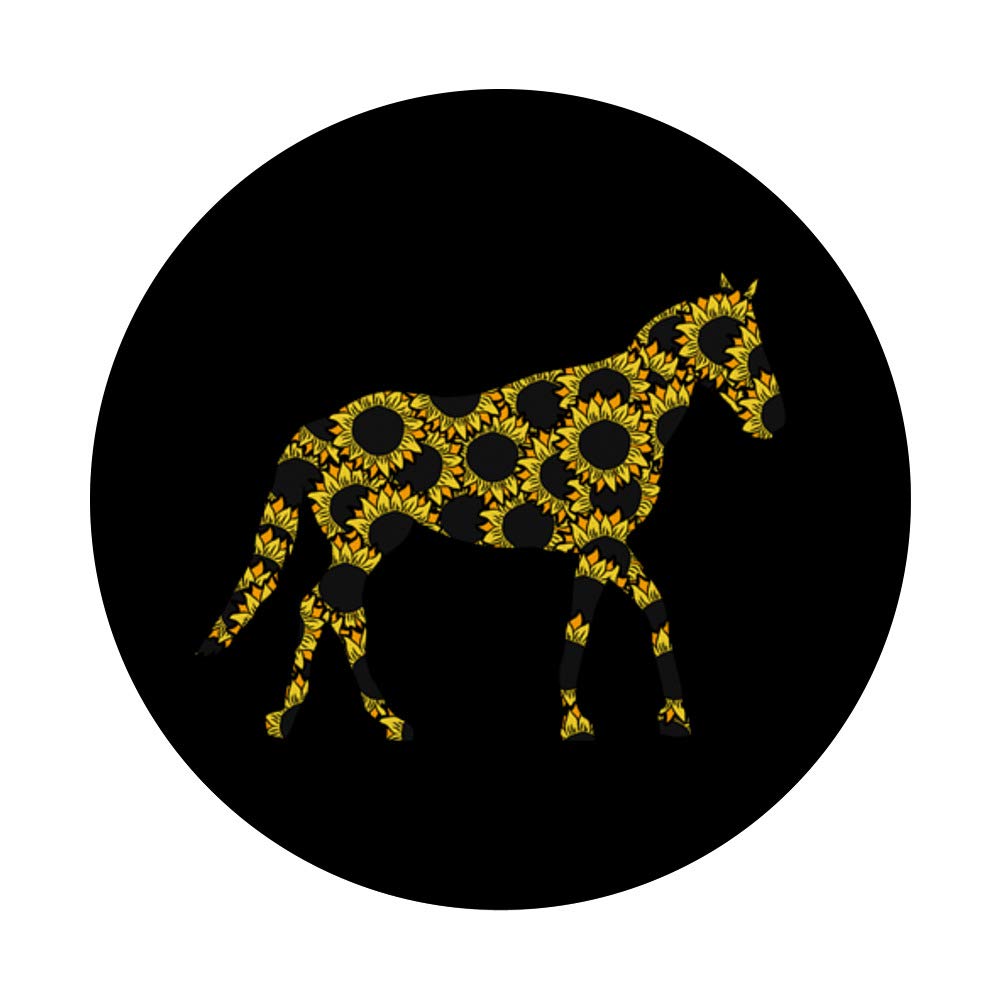 Sunflower Horse Lover Black PopSockets Grip & Stand for iPhone, Samsung & Tablets - Perfect for Riding, Outdoor Activities & Phone Protection