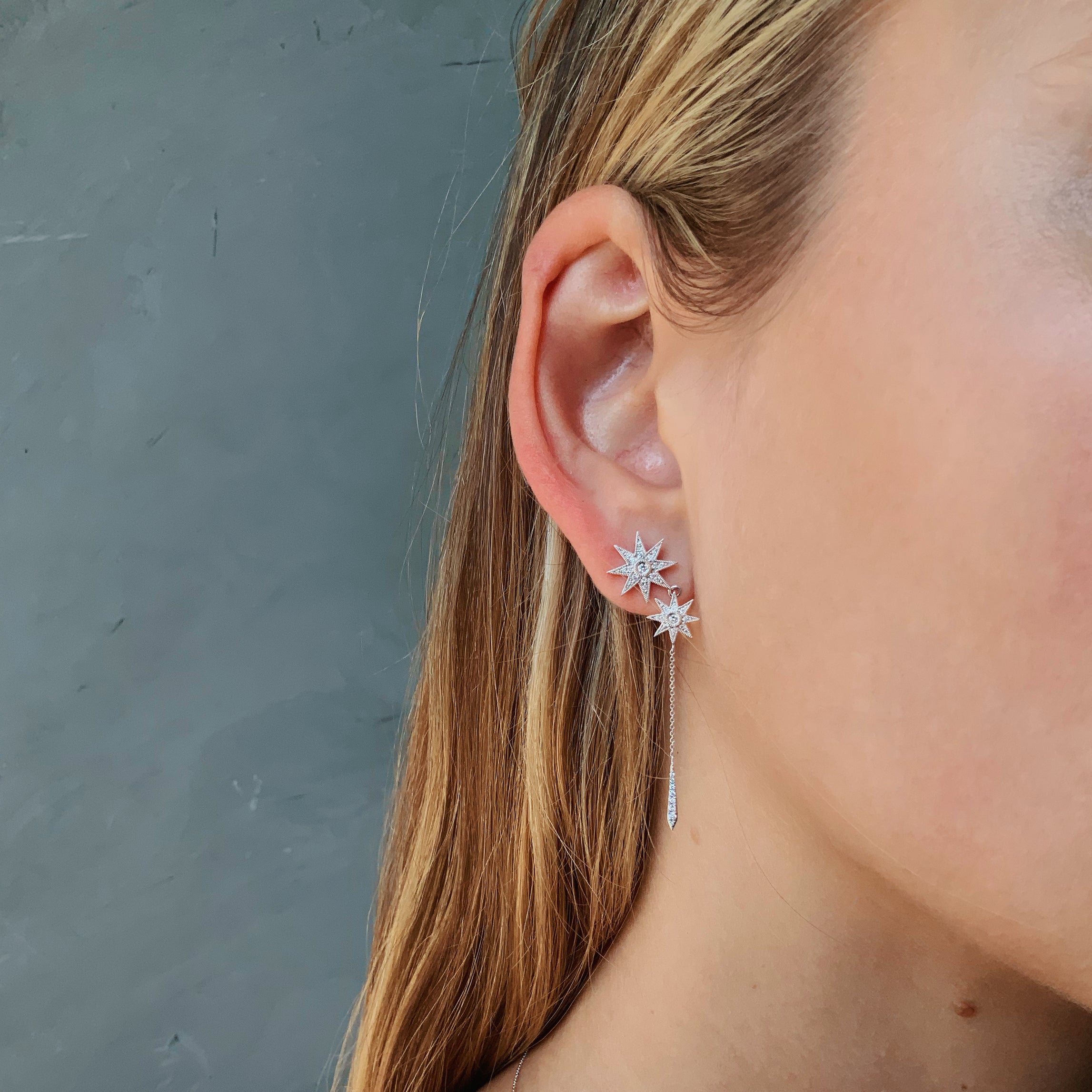 Mini Double Star Drop Earrings - Dainty Gold Plated Stud Earrings for Women, Perfect for Everyday Wear & Gift Giving